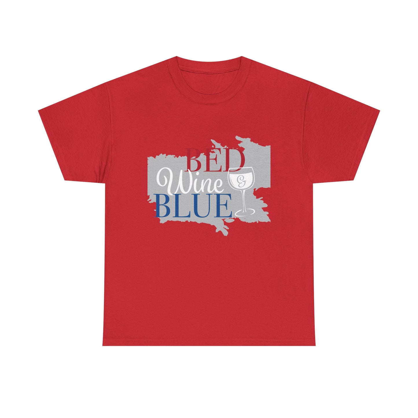 Patriotic Unisex Heavy Cotton Tee - Red Wine Blue Graphic, 4th of July, Memorial Day, Casual Wear, BBQ, Gifts