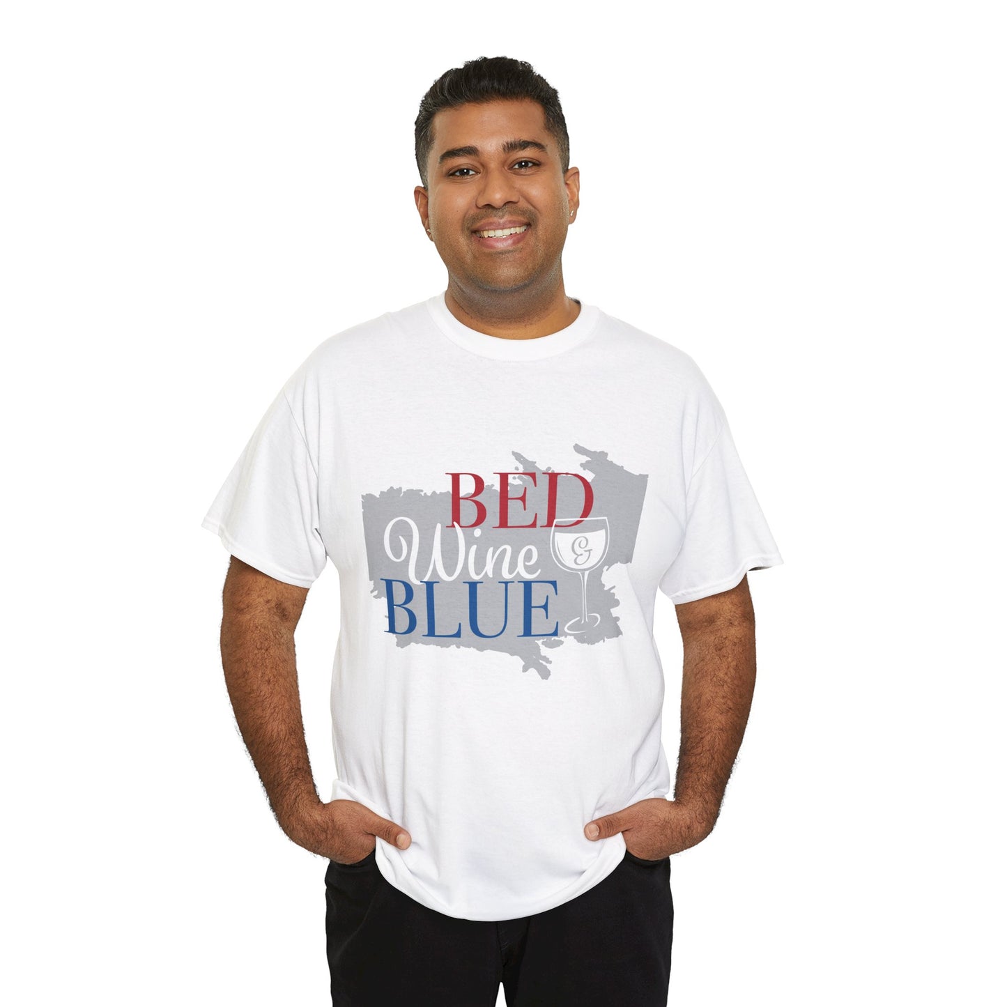 Patriotic Unisex Heavy Cotton Tee - Red Wine Blue Graphic, 4th of July, Memorial Day, Casual Wear, BBQ, Gifts