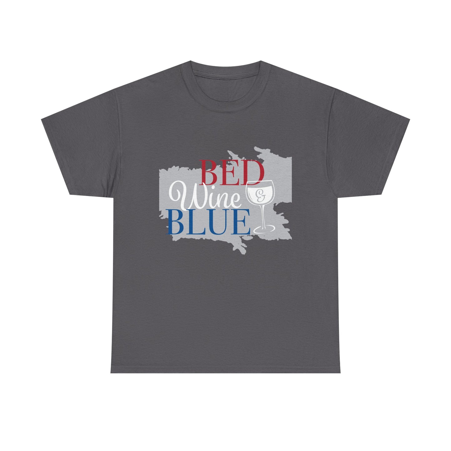 Patriotic Unisex Heavy Cotton Tee - Red Wine Blue Graphic, 4th of July, Memorial Day, Casual Wear, BBQ, Gifts