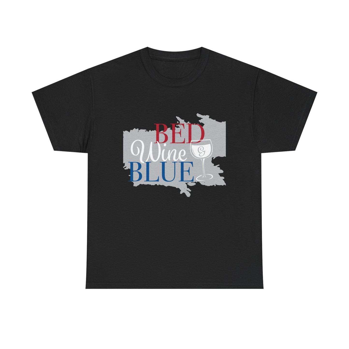 Patriotic Unisex Heavy Cotton Tee - Red Wine Blue Graphic, 4th of July, Memorial Day, Casual Wear, BBQ, Gifts