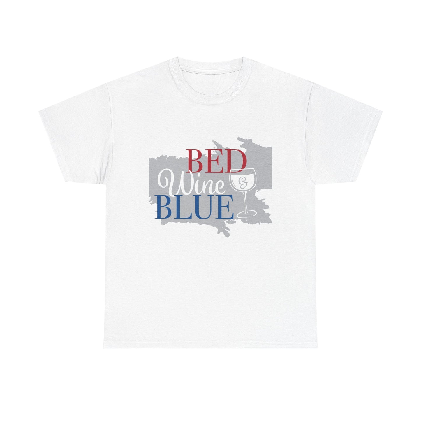 Patriotic Unisex Heavy Cotton Tee - Red Wine Blue Graphic, 4th of July, Memorial Day, Casual Wear, BBQ, Gifts