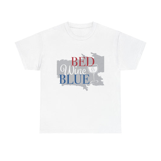 Patriotic Unisex Heavy Cotton Tee - Red Wine Blue Graphic, 4th of July, Memorial Day, Casual Wear, BBQ, Gifts