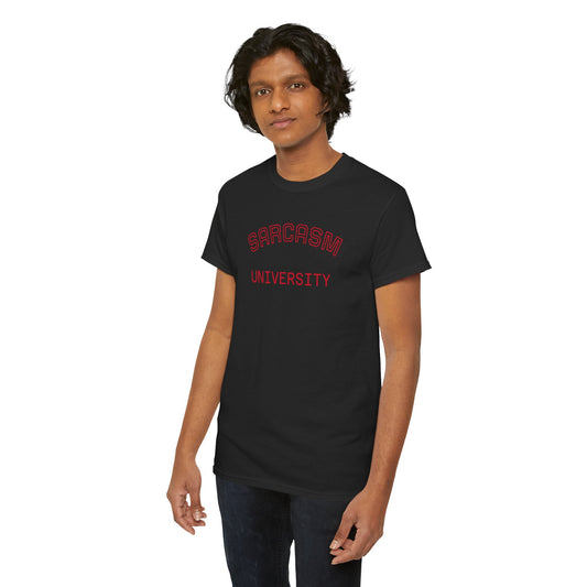 Sarcasm University Tee - Unisex Heavy Cotton T-Shirt, Funny Design for Sarcasm Lovers, Casual Wear, Gift for Friends