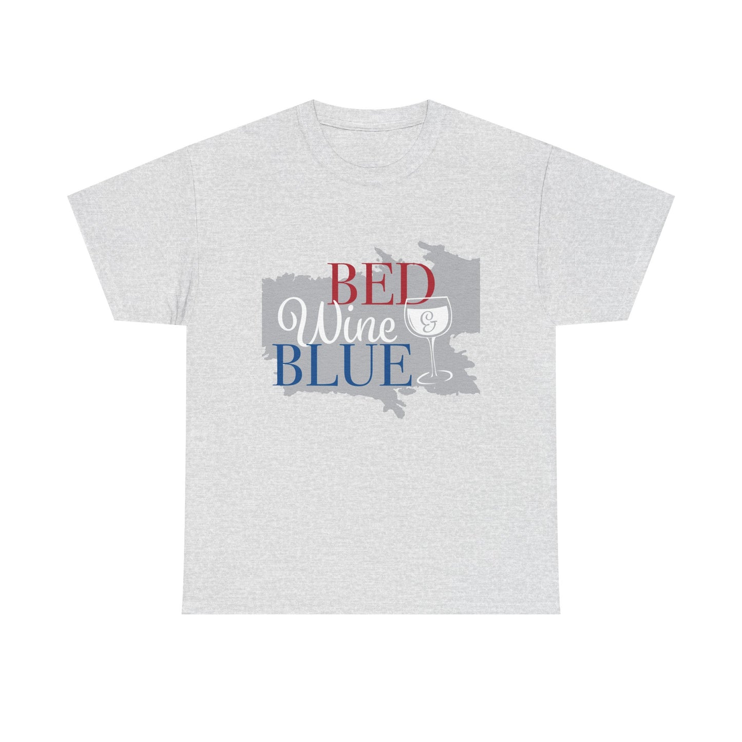Patriotic Unisex Heavy Cotton Tee - Red Wine Blue Graphic, 4th of July, Memorial Day, Casual Wear, BBQ, Gifts