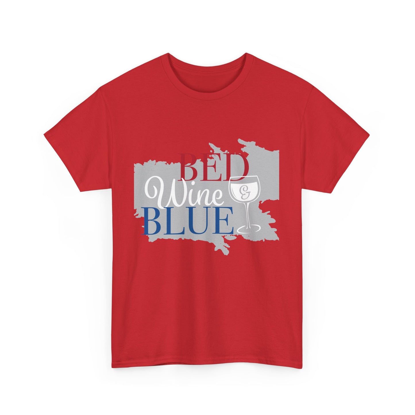 Patriotic Unisex Heavy Cotton Tee - Red Wine Blue Graphic, 4th of July, Memorial Day, Casual Wear, BBQ, Gifts